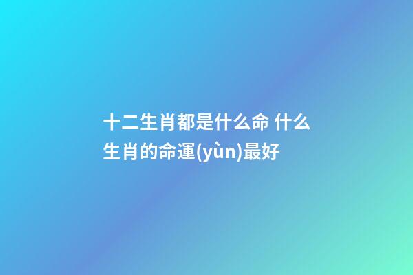 十二生肖都是什么命 什么生肖的命運(yùn)最好